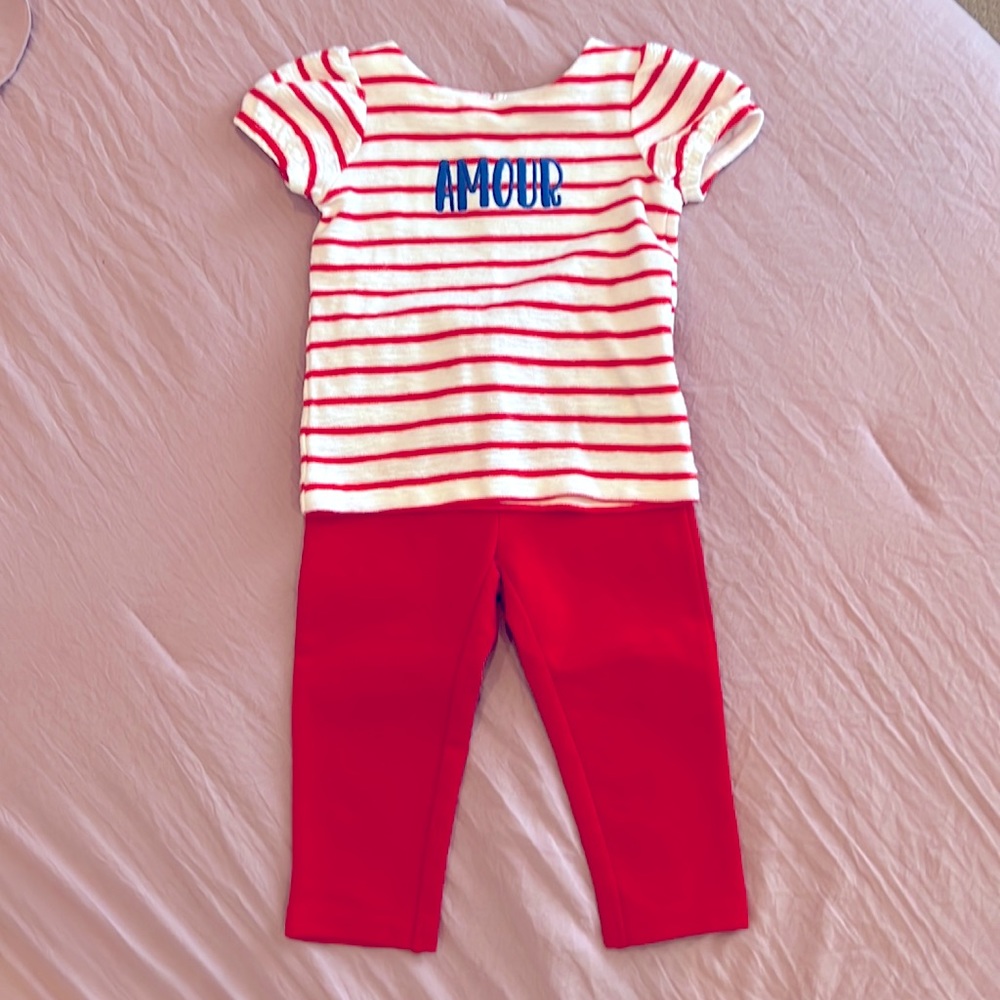 Janie and Jack 12-18 month short sleeve shirt and ruffled pocket legging